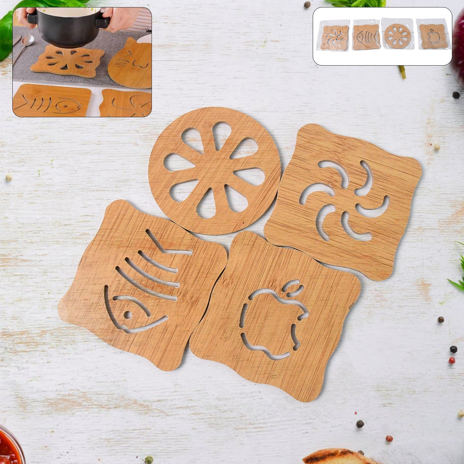 Wooden Table Coasters Tea Coasters (1 Pc / Mix Design) Wooden Table Coasters Tea Coasters (1 Pc / Mix Design)